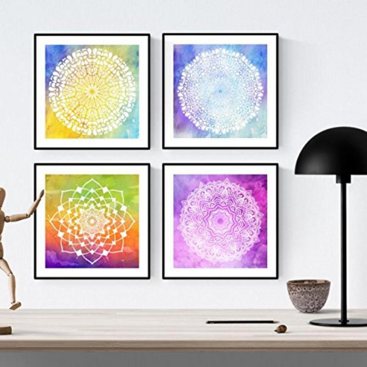 POSTER Set mit 4 Mandalas Jugend 20x20cm Rahmenlos - Klar, Papier (20/3cm) - Nacnic