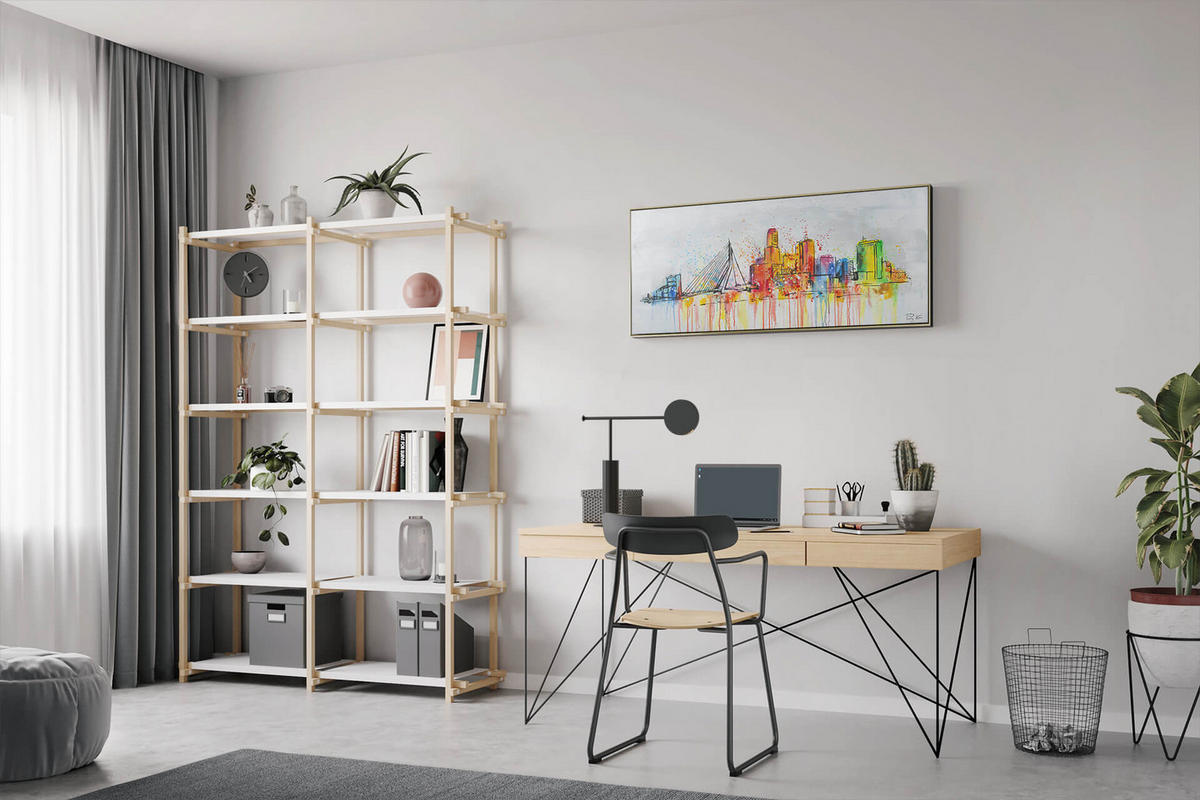 OLEJOMAĽBA 120/60 cm, Mesto a architektúra - sivá, drevo/textil (120/60cm) - KUNSTLOFT