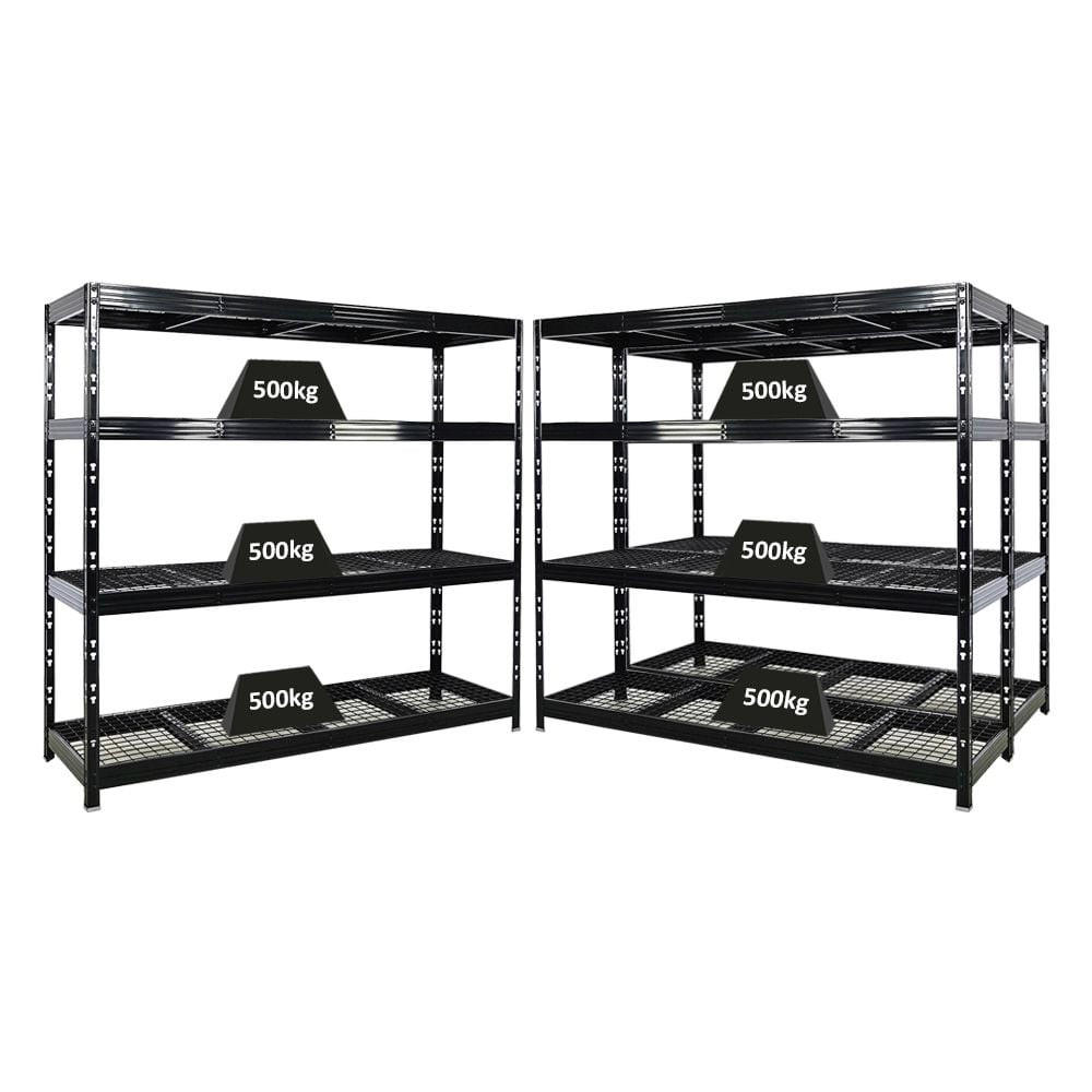 SCHWERLASTREGAL Rhino 3er-Set 180x200x60 cm 4 Gitterrost-Ebenen Fachlast 500 kg Schwarz - Schwarz, Metall (200/180/60cm) - PROREGAL