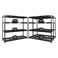 SCHWERLASTREGAL Rhino 3er-Set 180x200x60 cm 4 Gitterrost-Ebenen Fachlast 500 kg Schwarz - Schwarz, Metall (200/180/60cm) - PROREGAL