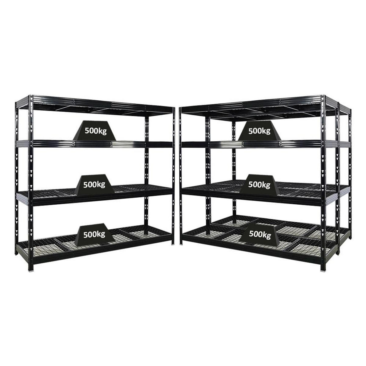 SCHWERLASTREGAL Rhino 3er-Set 180x200x60 cm 4 Gitterrost-Ebenen Fachlast 500 kg Schwarz - Schwarz, Metall (200/180/60cm) - PROREGAL