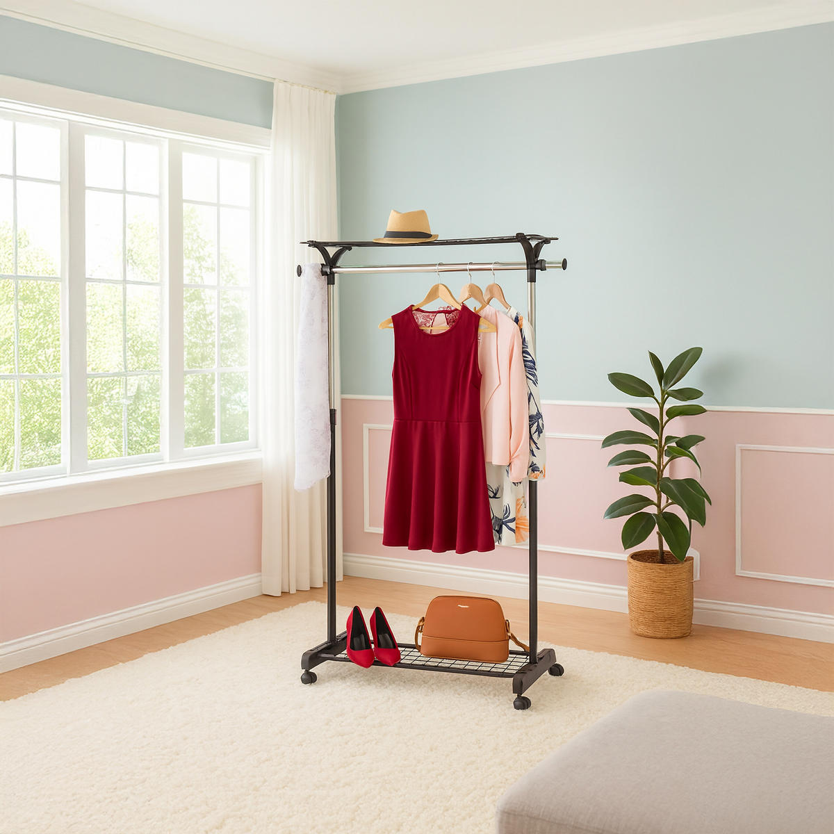 KLEIDERSTÄNDER - Schwarz, Kunststoff/Metall (135/170/43cm) - Relaxdays