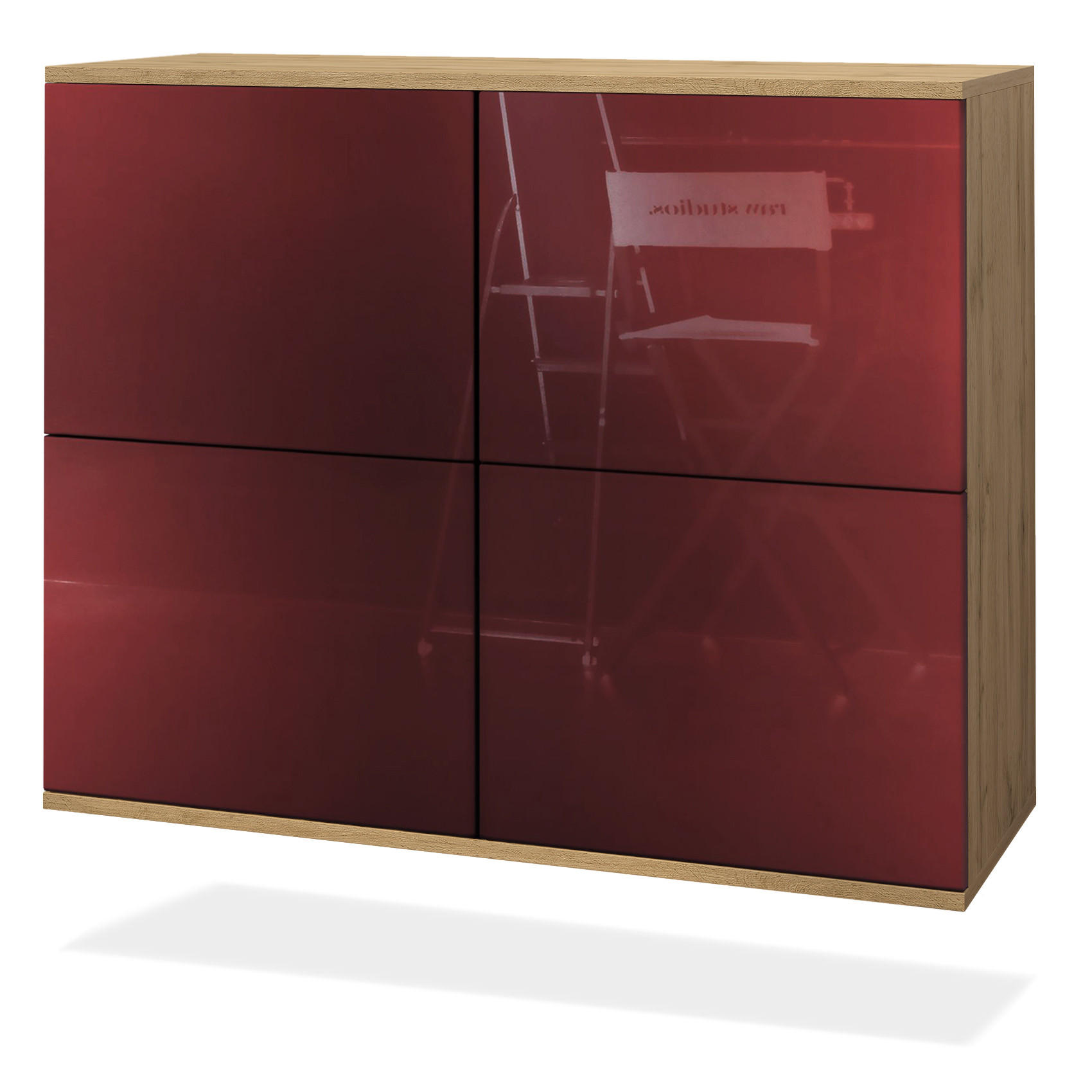 KOMMODE Rova Bordeaux Hochglanz - Bordeaux, Holzwerkstoff (92.5/73.5/35cm) - Vladon
