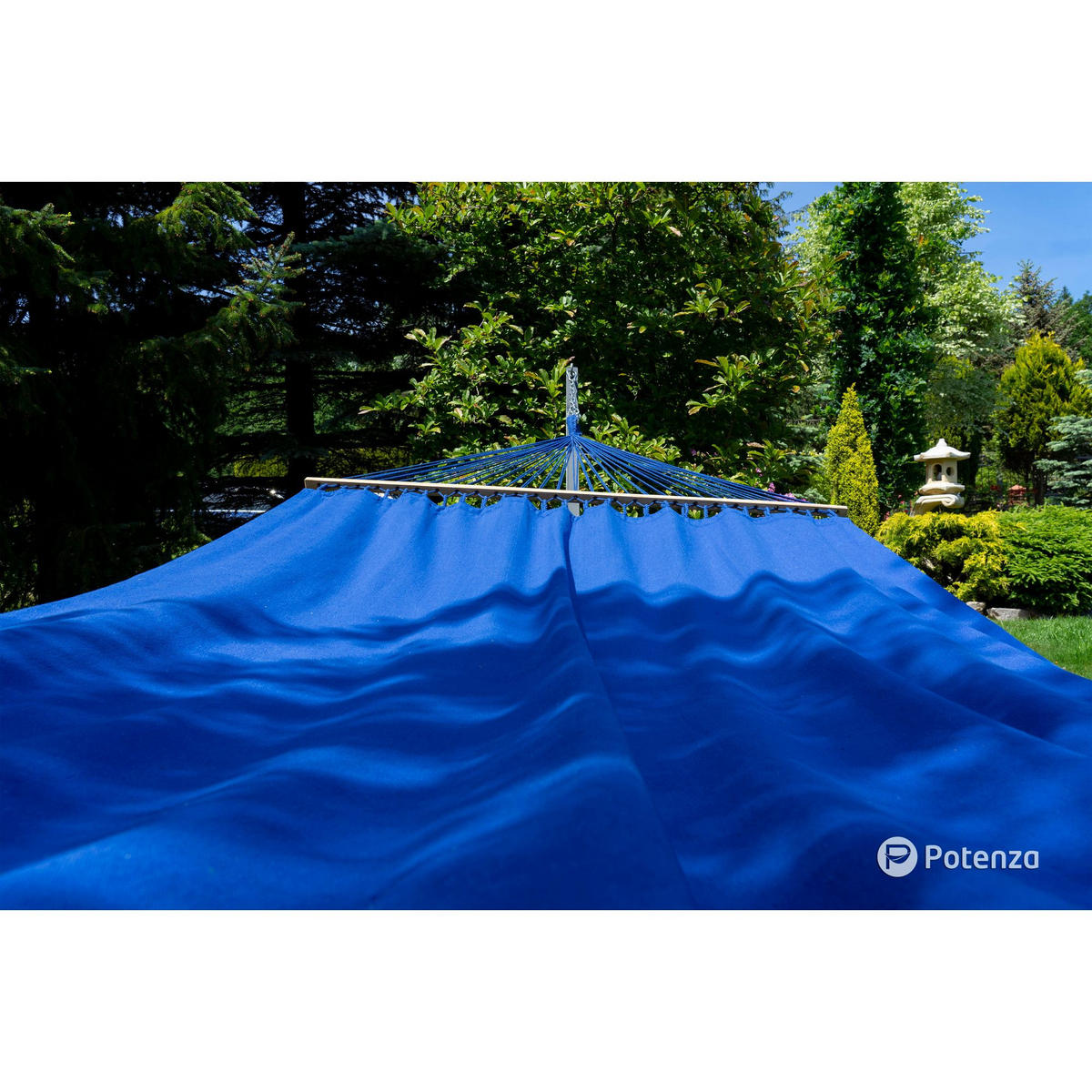 HÄNGEMATTE mit Gestell, 2 Personen, Stabhängematte, XXL, 200 kg, Metall, Blau, einfache Montage - Blau, Metall (370/130/120cm) - Potenza