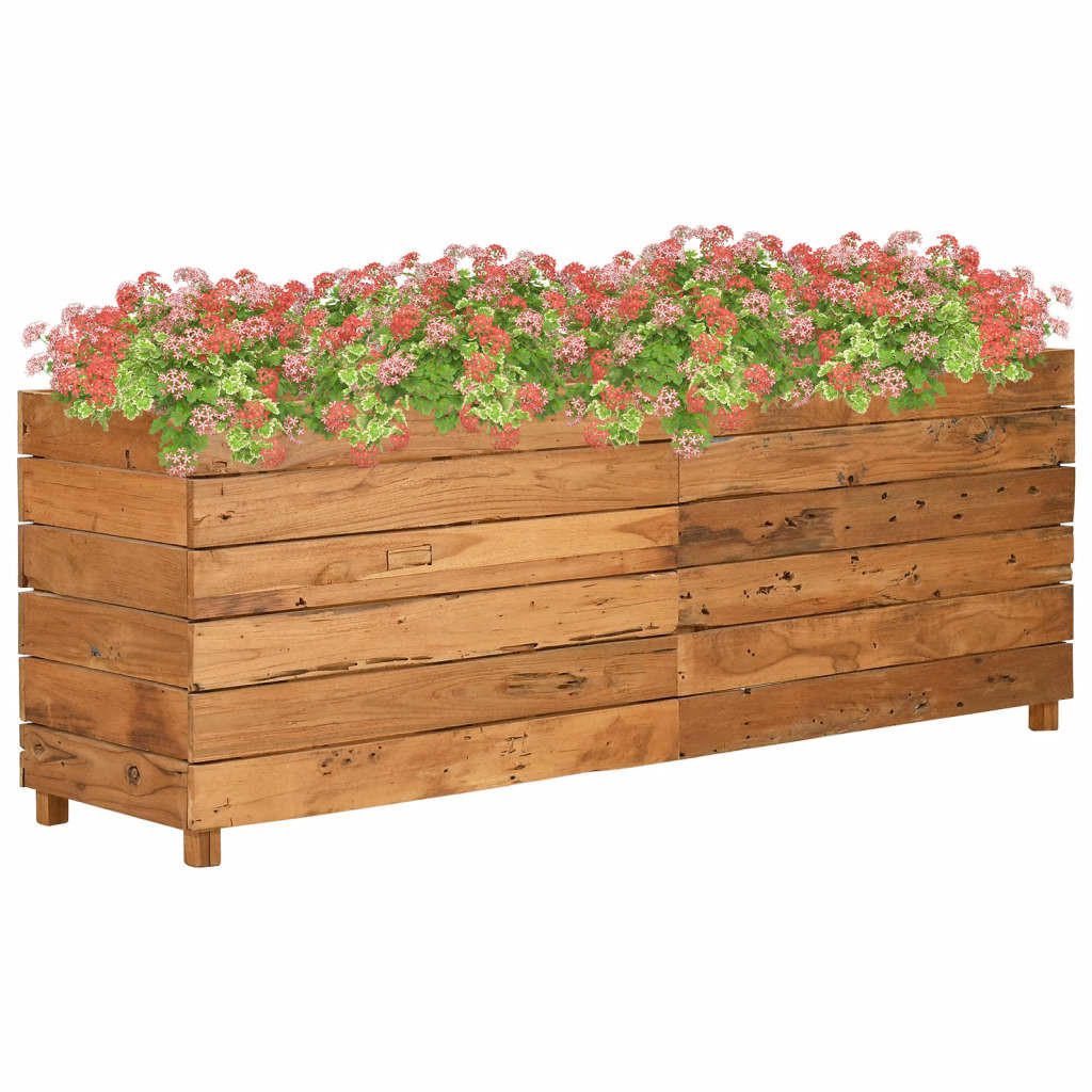 HOCHBEET 150x40x55 cm Teak Altholz und Stahl - Braun, Holz (40/55/150cm) - furnicato
