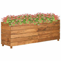 HOCHBEET 150x40x55 cm Teak Altholz und Stahl - Braun, Holz (40/55/150cm) - furnicato