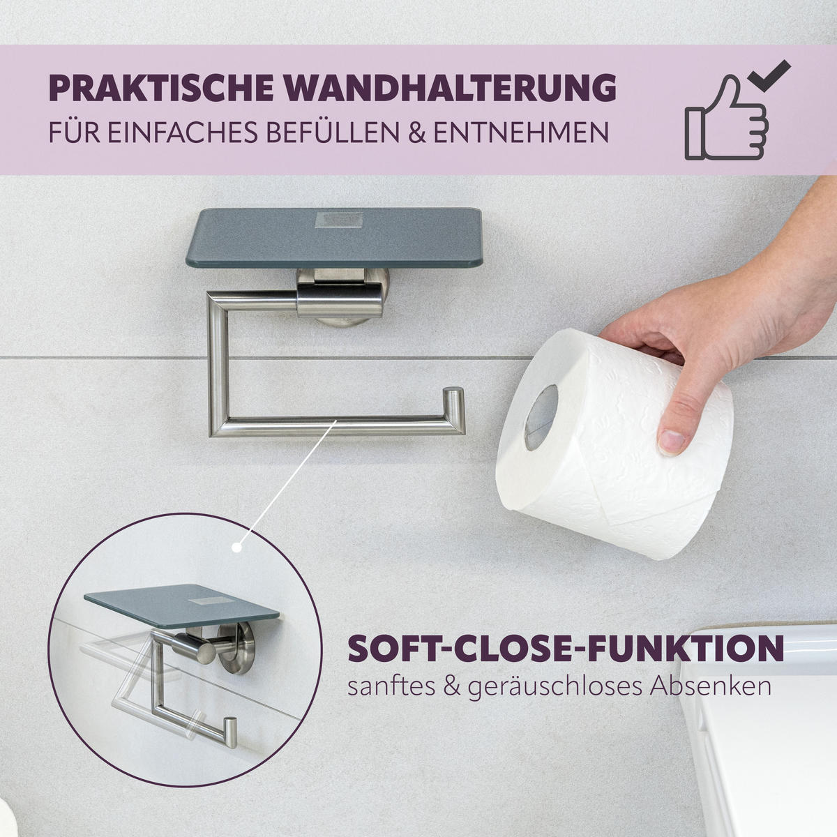 TOILETTENPAPIERHALTER PIAZZA, Edelstahl - Grau, Metall (17/13.4/13.5cm) - bremermann