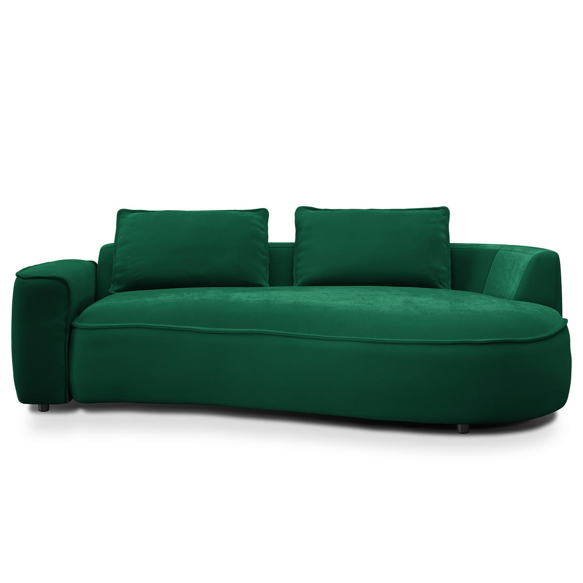 2,5-SITZER SOFA - Dunkelgrün/Schwarz, Kunststoff/Textil (217/82/146cm) - home24