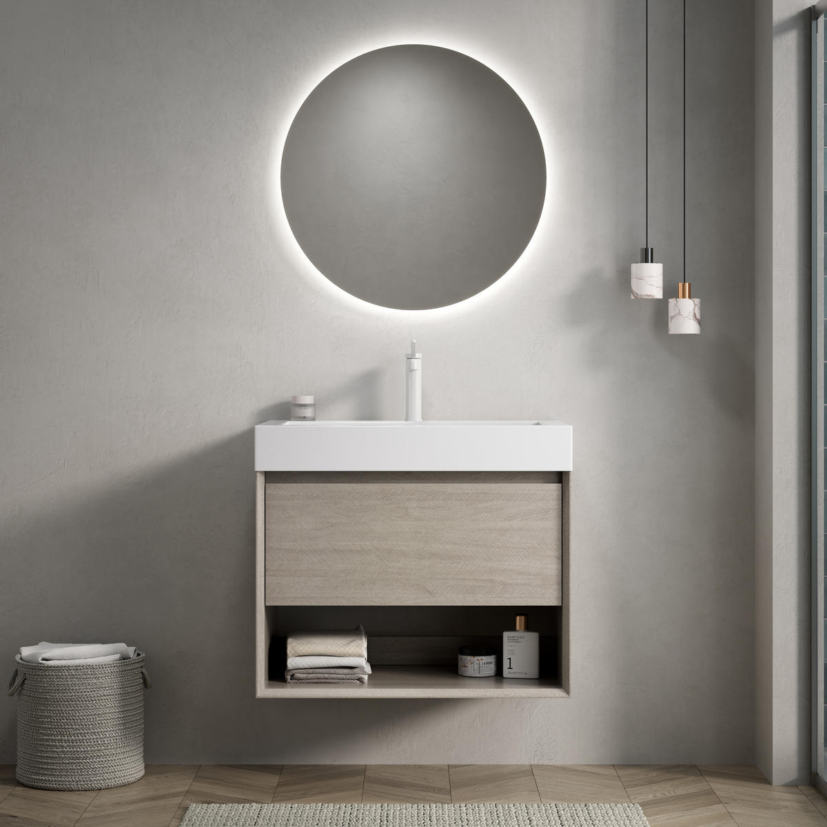 WASCHTISCH Eichefarben/Weiß 70/46/60 cm - Eiche Bianco, Holz (70/60/46cm) - PANGIVO