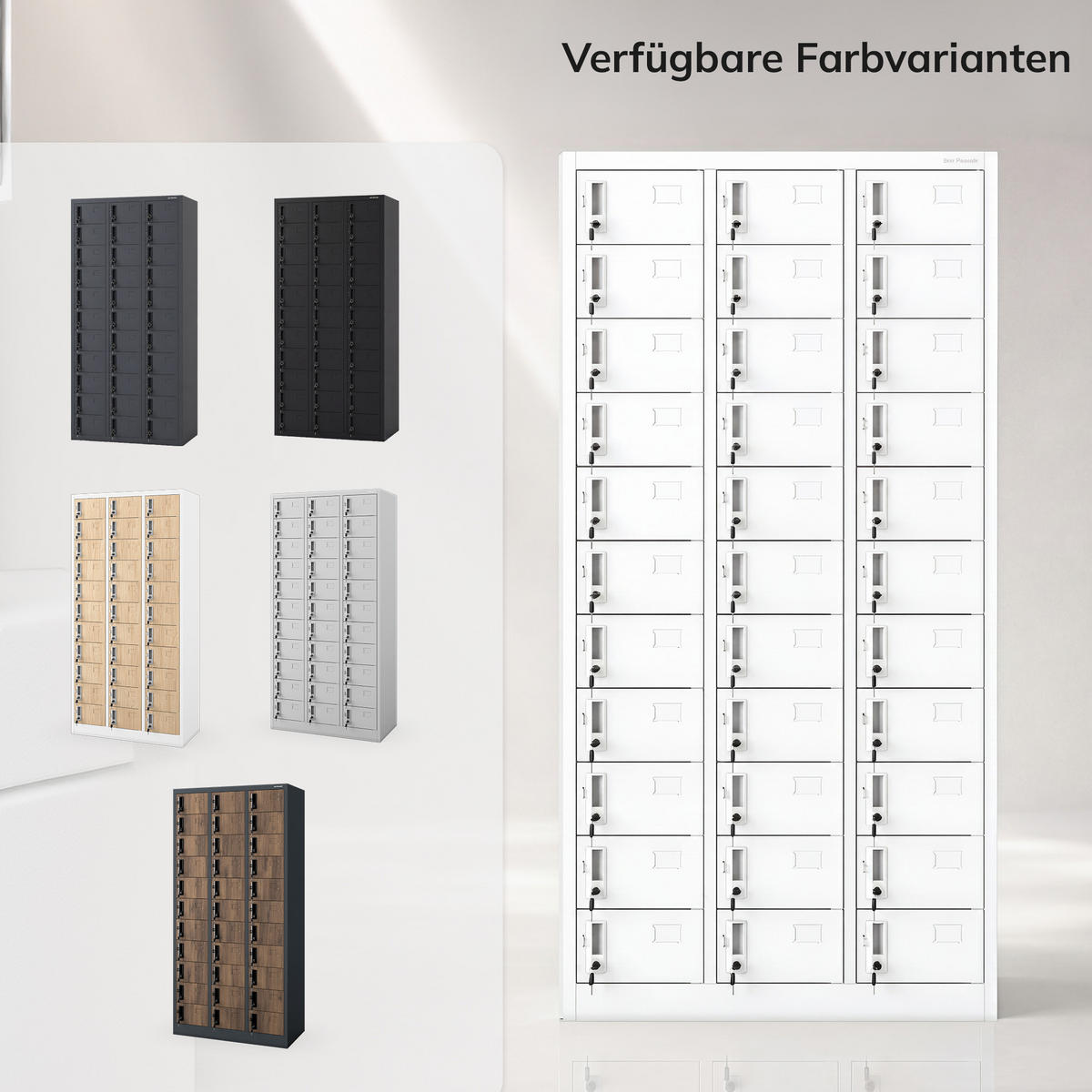 SCHLIESSFACHSCHRANK für Mitarbeiter OLIVER 185x90x45 cm - Weiß, Metall (90/185/45cm) - Jan Nowak