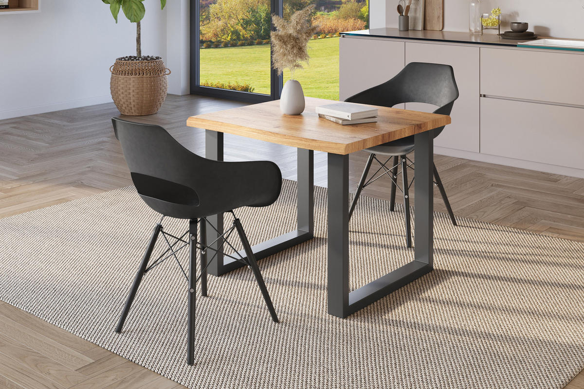 ESSTISCH JULIUS U - Wildeiche/Eichefarben, Holz (80/80/77cm) - SAM