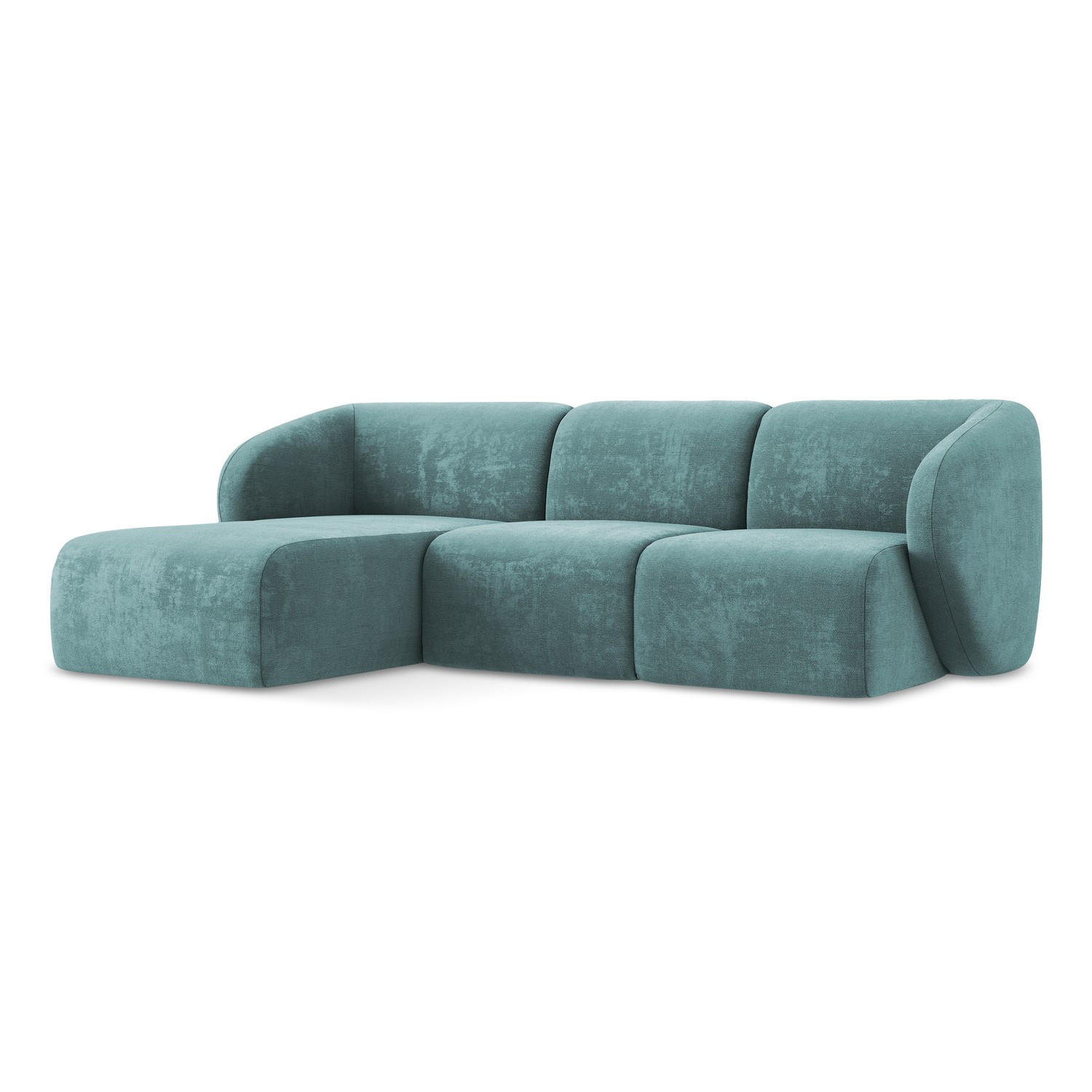ECKSOFA Links Chenille Stoff Blau - Blaugrau/Schwarz, Holzwerkstoff/Kunststoff (248/166cm) - LaMiaSofa