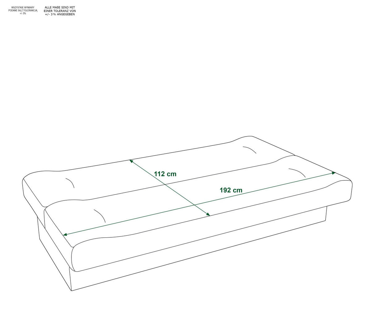 SOFA POLO mit Schlaffunktion SAWANA 14+35 mit Stauraum - Grün, Textil (80/96/192cm) - Bedante