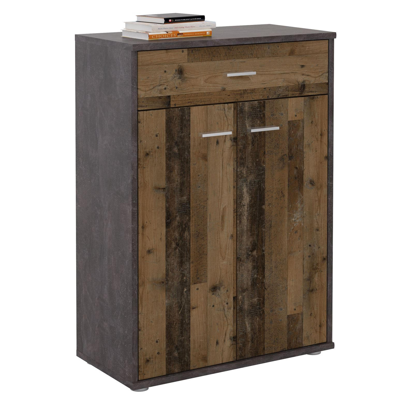 CARO-Möbel Kommode Dunkelgrau, Dunkelbraun 60x84x30 cm