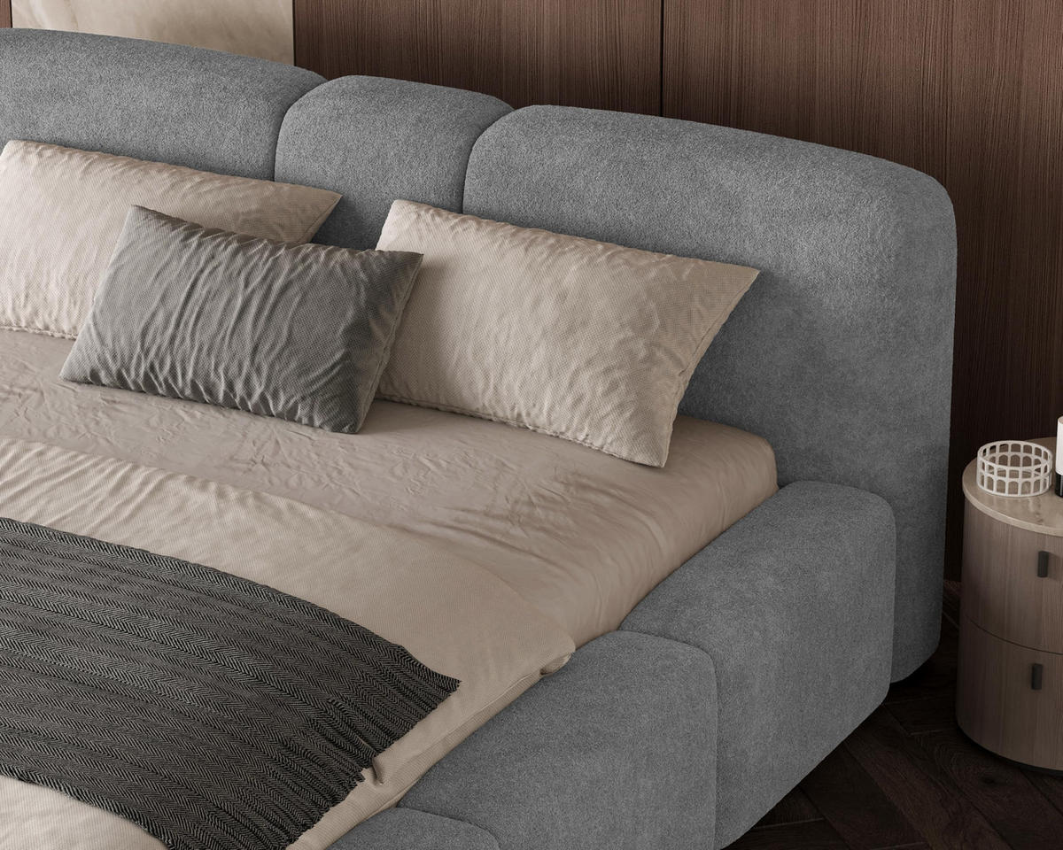 POLSTERBETT Monte200x200 cm- Bettkasten und Stauraum - Doppelbett mit Stabilem Metallrahmen - Monte-Stoff- Dunkelgrau - Dunkelgrau, Holzwerkstoff (200/200cm) - Chilly