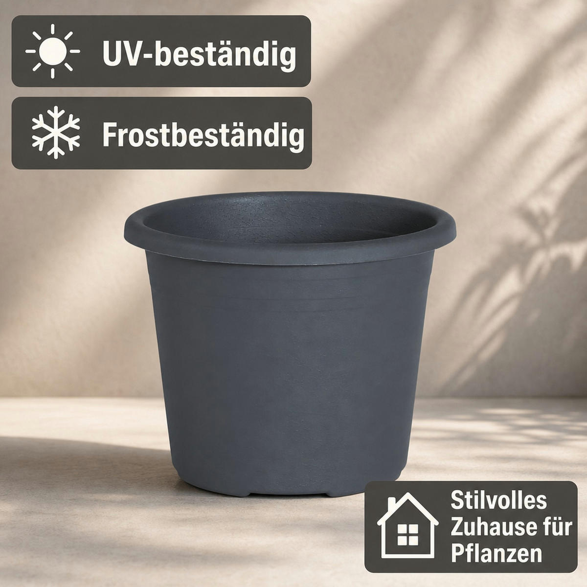 BLUMENTOPF CYLINDRO - Anthrazit, Kunststoff (60/65cm) - BONI-SHOP