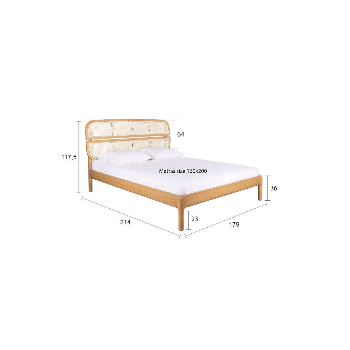BETT Storm Naturel/Webbing 160 cm - Naturfarben, Holz (160/200cm) - Zuiver