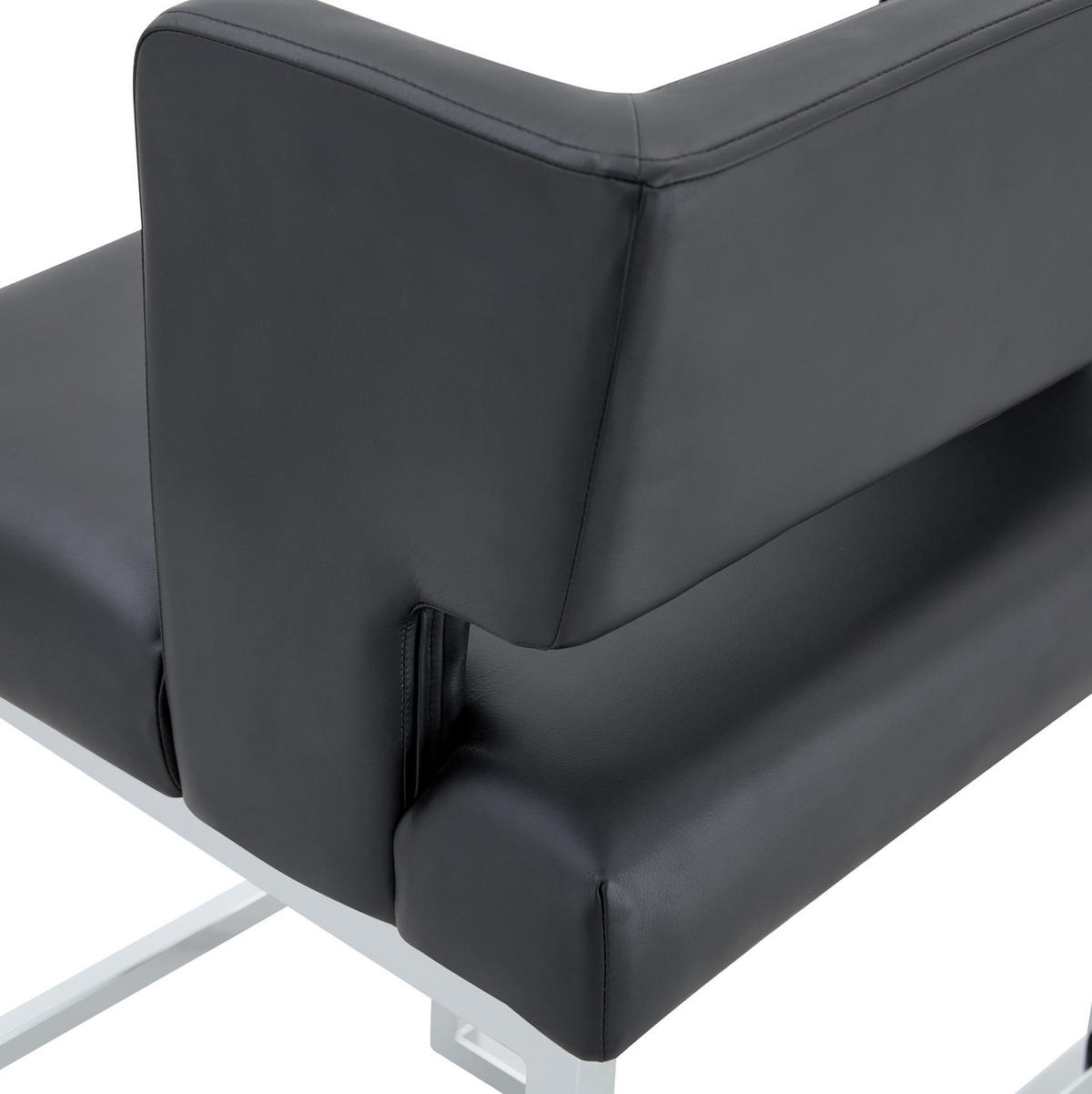 BARSTUHL 2er-Set 91,4 cm PU-Leder Schwarz mit silberfarbenen Metallbeinen - Silberfarben, Metall (53.3/91.4/48cm) - Meubliv