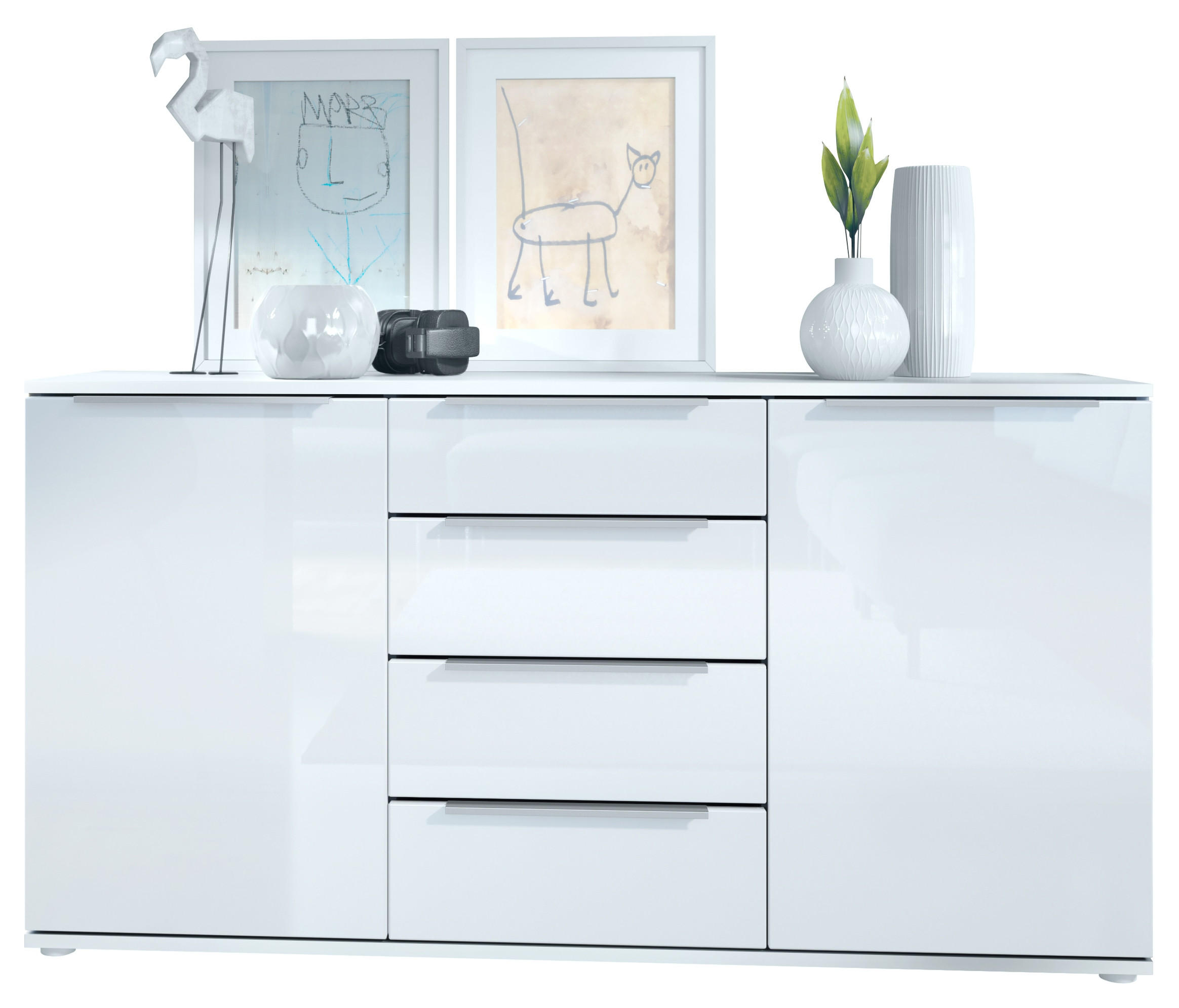 SIDEBOARD Porto Weiß Hochglanz - Weiß Hochglanz, Holzwerkstoff (139/72.5/35cm) - Vladon