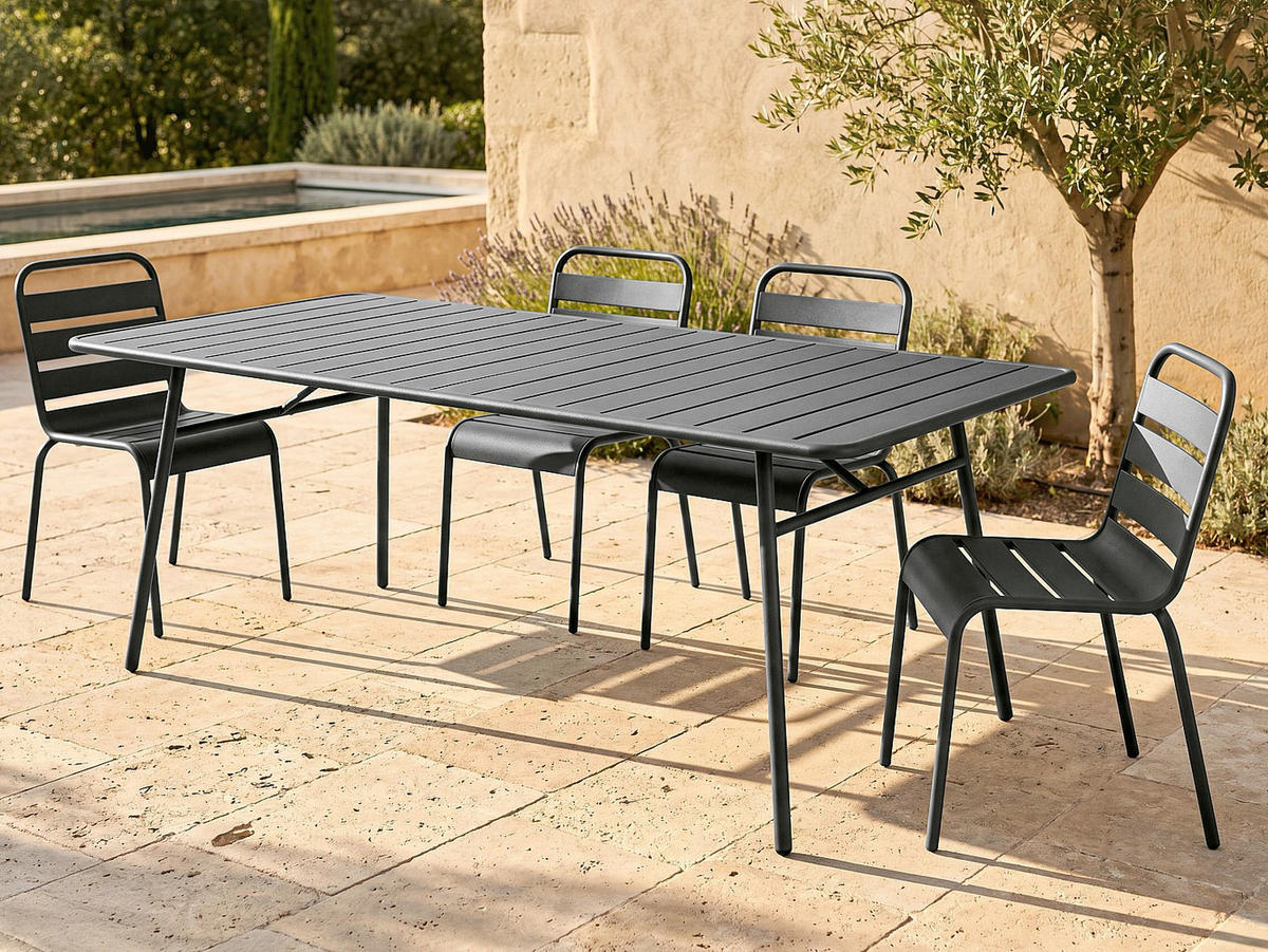 GARTENTISCH - 6 Personen, 8 Personen - metall - anthrazitgrau Mirmande - Anthrazit, Metall (100/200/75cm) - Vente-Unique