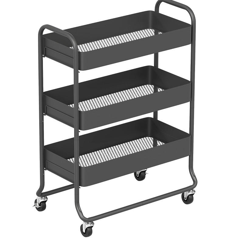 KÜCHENWAGEN mit 3 Körben 64,5 x 34 x 87 cm Schwarz - Schwarz, Metall (34/87/64.5cm) - Beauniv