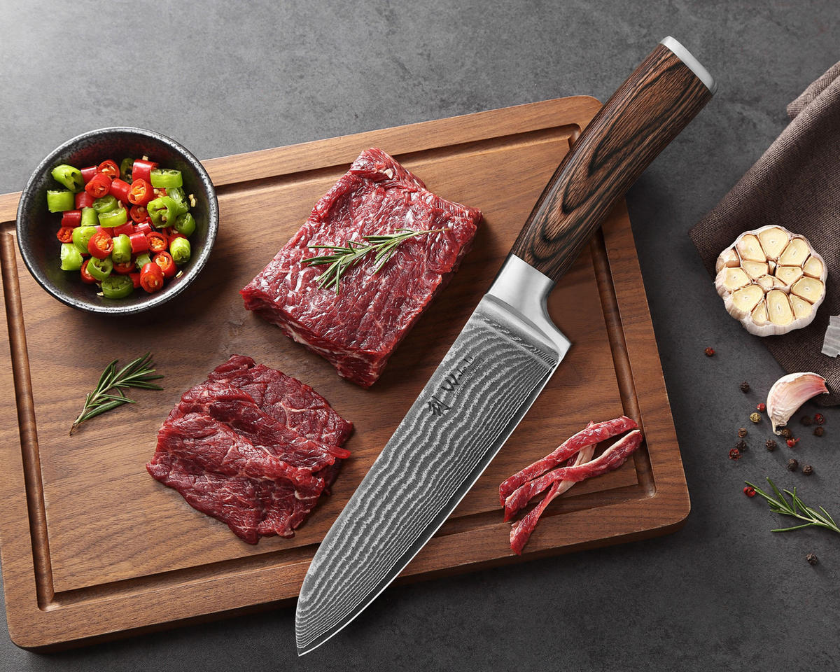 MESSERSET 3-tlg Damast EDIB - Braun, Metall - Wakoli