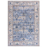 TEPPICH Blau Boho Rahmen, Pflanzlich - Rechteckig Orientalisch - 140 x 200 cm - Blau/Beige, Textil (140/200cm) - Mazovia