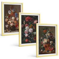 BILDER SET 3er Set - 40x60 cm Goldrahmen - Blumenarrangements in Vasen - Goldfarben, Kunststoff (40/60cm) - TULUP