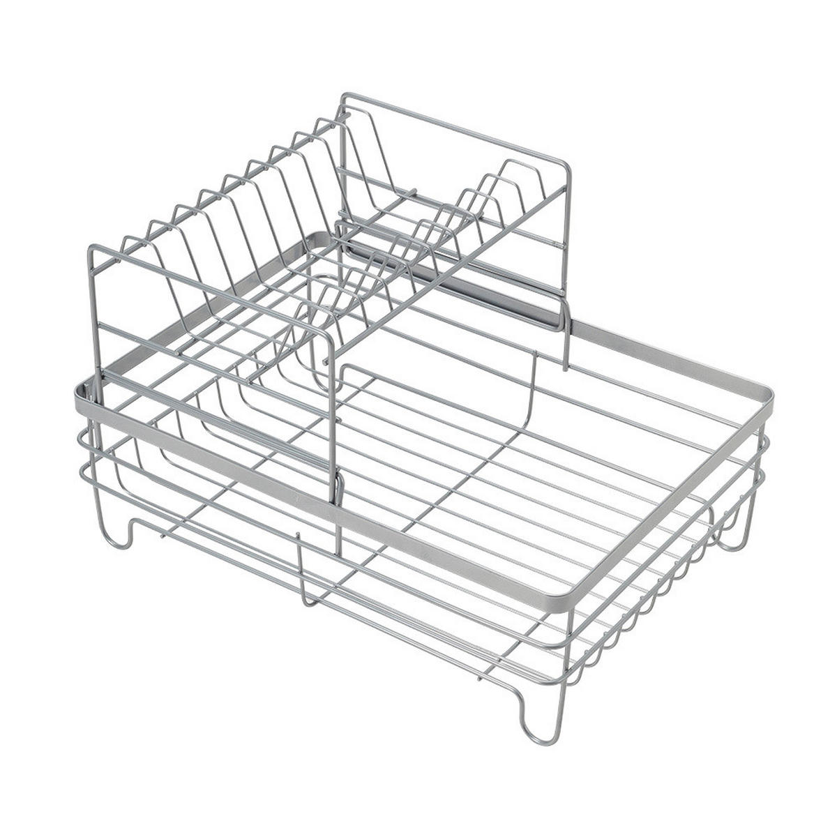 GESCHIRRABTROPFGESTELL Zweistufiges aus Eisen, PP in Silbergrau Schnelleres Trocknen Leicht zu montieren 43 x 32 x 27 cm - Silberfarben, Metall (43/27/32cm) - Livingandhome