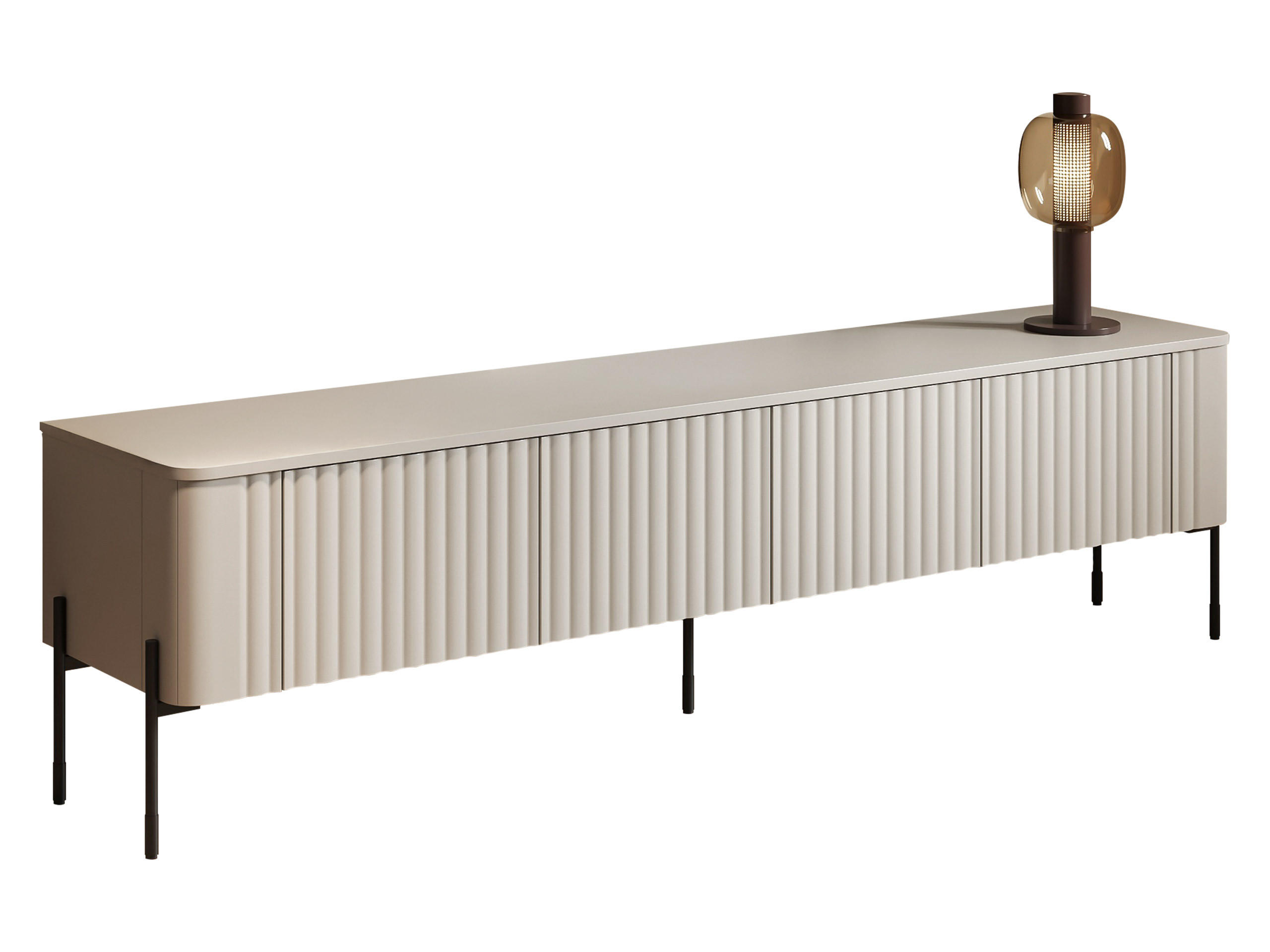 TV-LOWBOARD Vera 190 - Kaschmir/Schwarz, Holzwerkstoff/Metall (190/50/40cm) - MIRJAN24