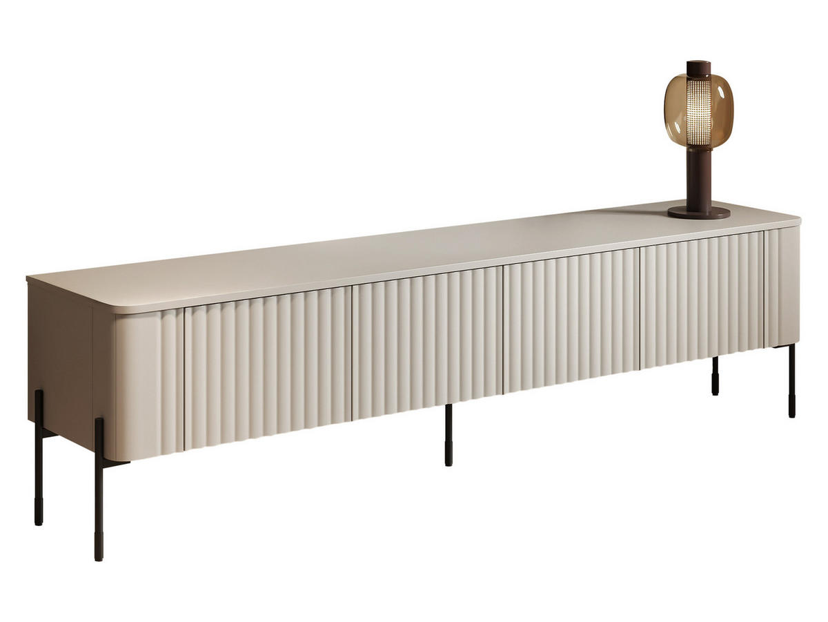 TV-LOWBOARD Vera 190 - Kaschmir/Schwarz, Holzwerkstoff/Metall (190/50/40cm) - MIRJAN24