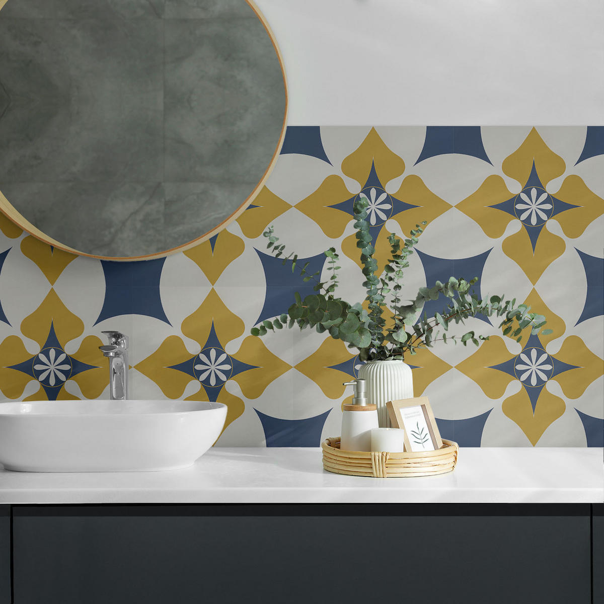 WANDPANEEL 9 Stück 30x30 cm selbstklebend Solvian - Gelb, Kunststoff (30/1.6/30cm) - Wallfluent