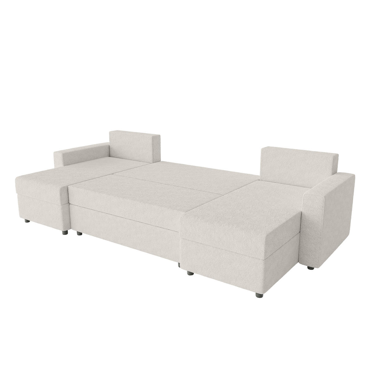 WOHNLANDSCHAFT Goka U mit Schlaffunktion, Weiß - Weiß, Textil (298/72/146cm) - Fedve