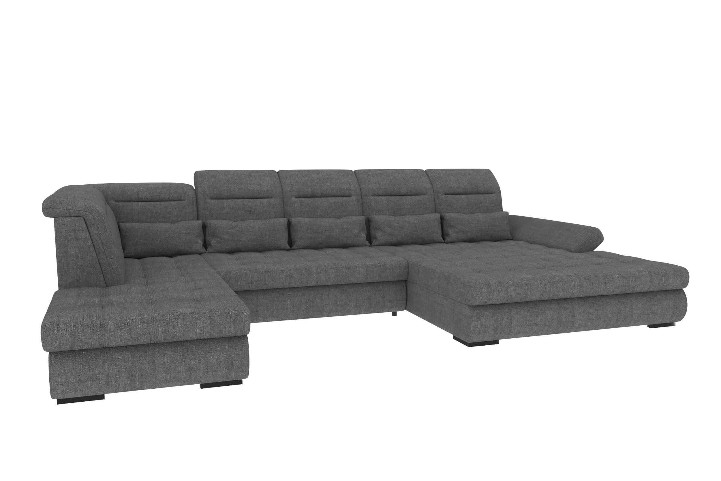 WOHNLANDSCHAFT Toscana Strukturstoff inkl. Schlaffunktion - Anthrazit, Textil (358/87/208cm) - 99rooms