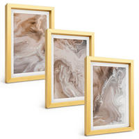 BILDER SET 3er Set - 20x30 cm Goldrahmen - Abstrakter Marmorstein - Goldfarben, Kunststoff (20/30cm) - TULUP