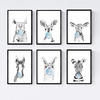 POSTER Set Mit 6 September Babytiere Mit Bubblegum Zebra Rino Deer Cowhorse Llama - Klar, Papier (29/3cm) - Nacnic