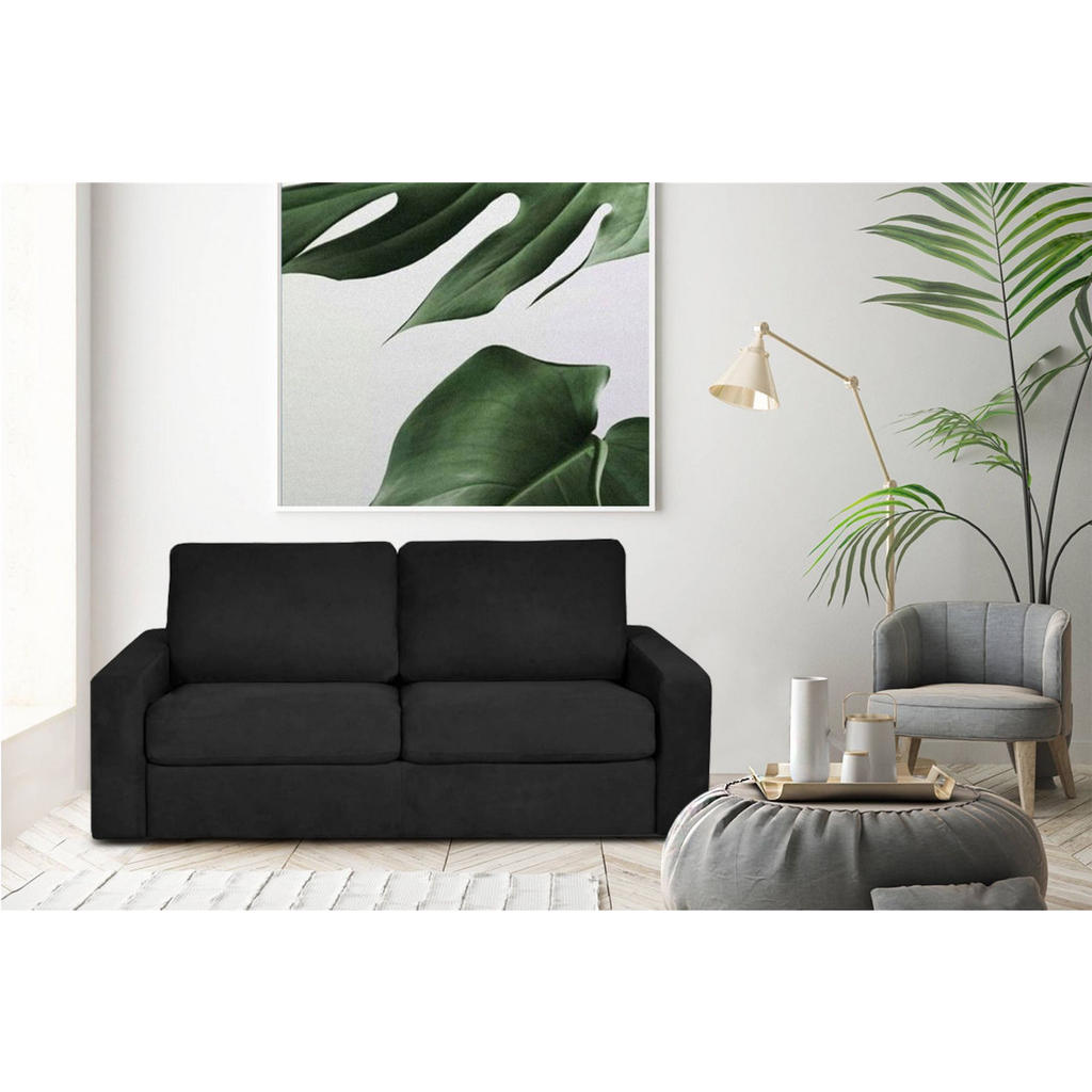 Thumbnail - Konsimo® Schlafsofa, Schwarz, Textil, 3-Sitzer, 100x90x195 cm, Hergestellt in Europa, Wohnzimmer, Sofas & Couches, Schla...