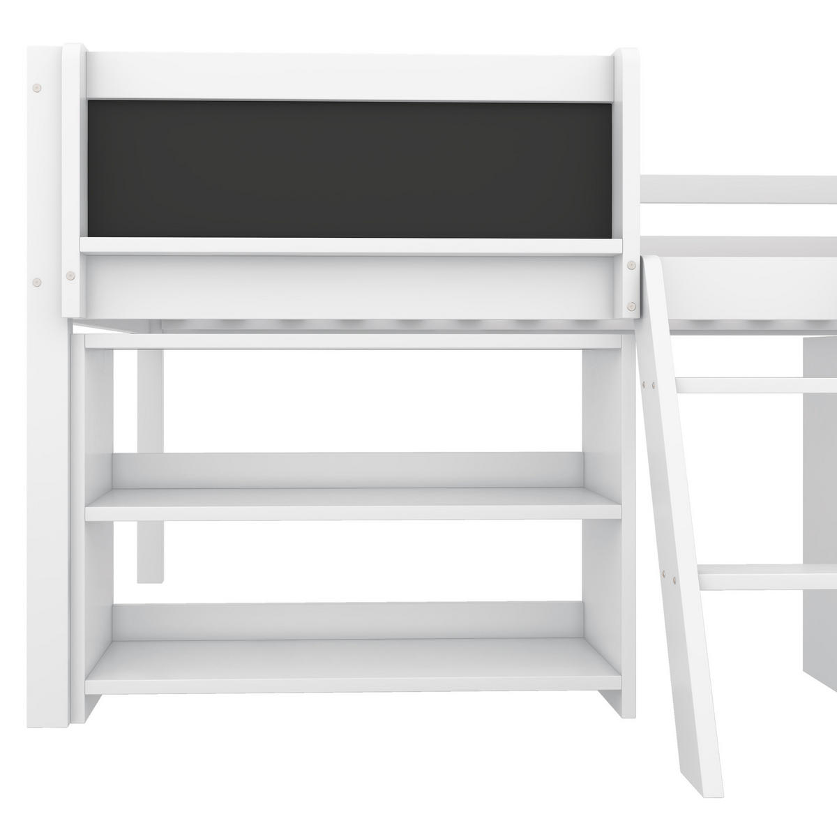 HOCHBETT Kinderbett 90/200 cm aus Kiefernholz und MDF mit Regalfächern und Zeichentafel Weiß - Weiß, Holz (90/200cm) - Modenvie