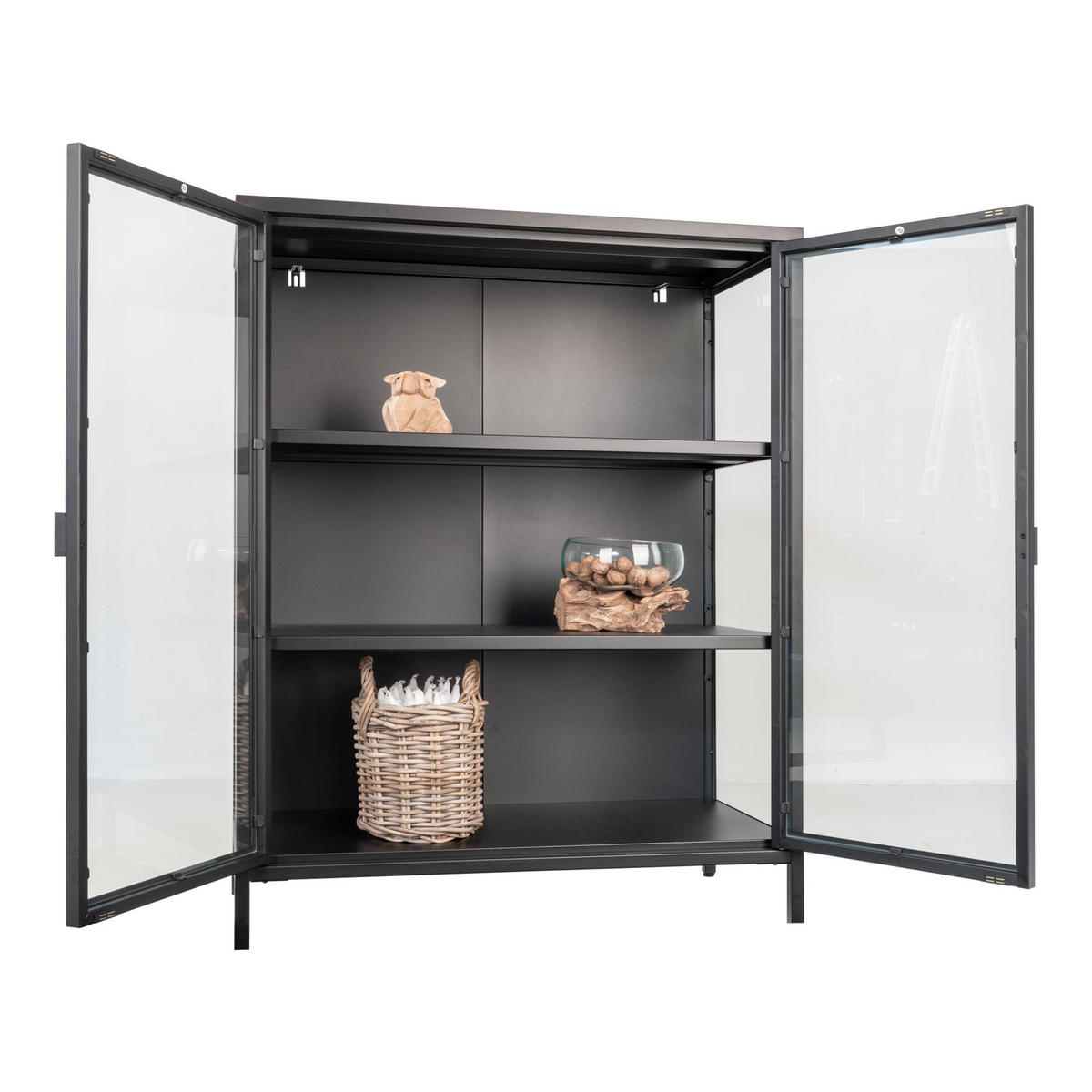 VITRINE Schwarz - Schwarz, Holzwerkstoff (80/102/40cm) - ebuy24