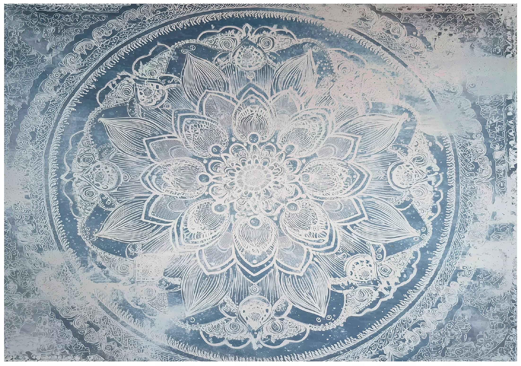 FOTOTAPETE Mandala Beton Blau 200x140 cm - Multicolor, Papier (200/140cm) - Wallarena