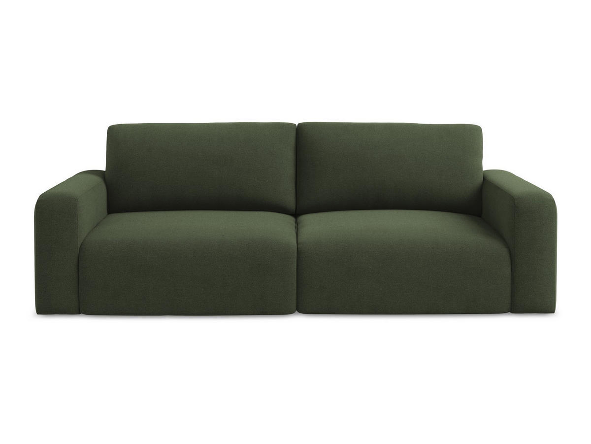 3-SITZER SOFA mit Schlaffunktion Strukturstoff Stoff Grün - Blau/Schwarz, Kunststoff/Textil (244/79/102cm) - Makamii