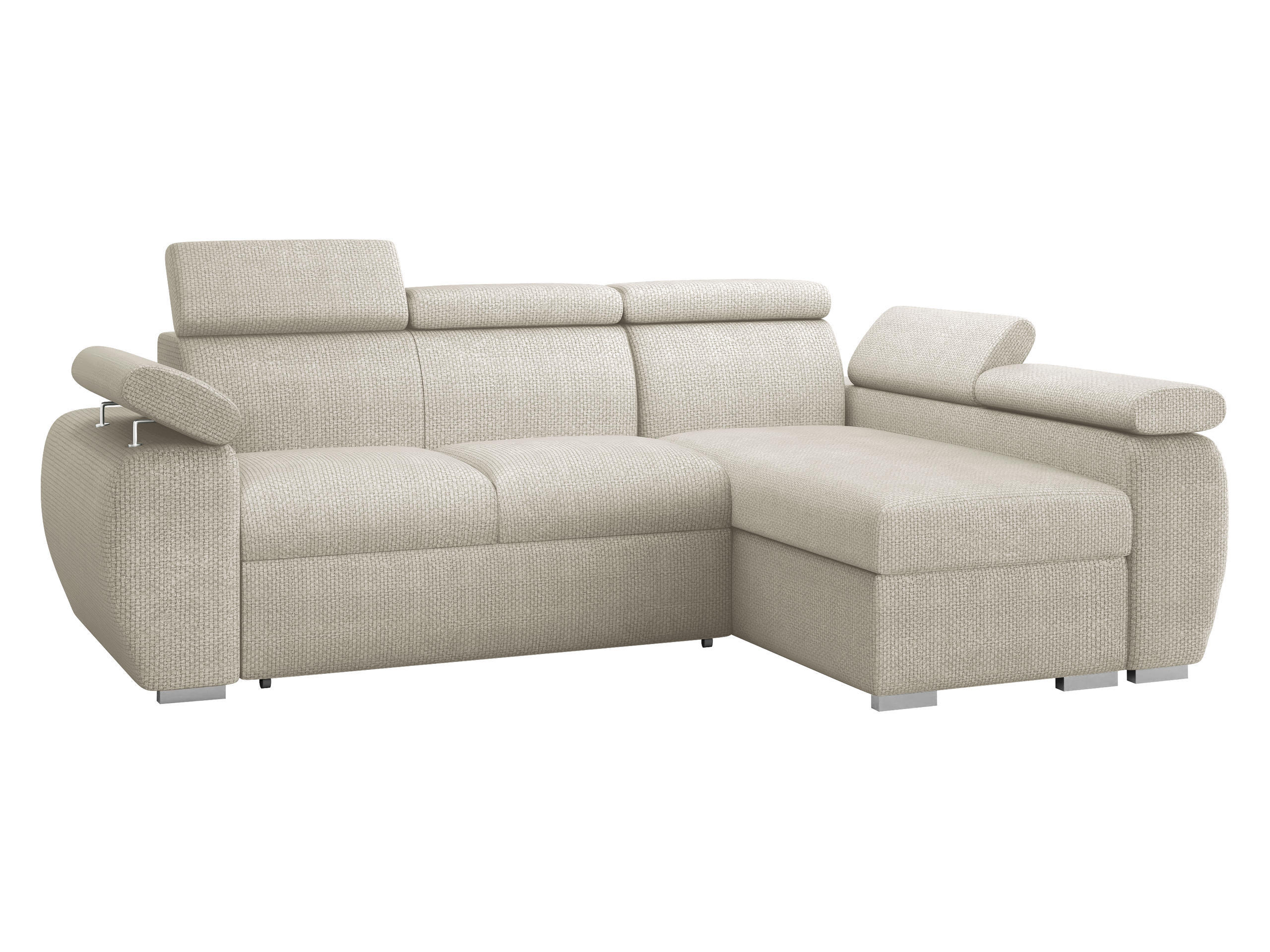 ECKSOFA Boston Mini, Seite: Rechts - 2R+LC - Chromfarben/Mokka, Holz/Textil (255/170cm) - MIRJAN24