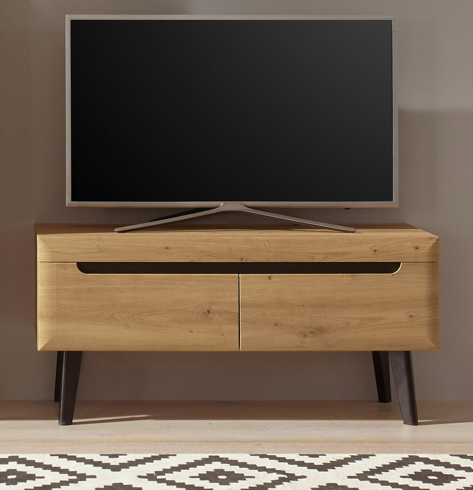TV-LOWBOARD Ronson in Eiche Artisan und schwarz 107 x 50 cm - Eichefarben/Schwarz, Holzwerkstoff/Metall (107/50/40cm) - Furn.Design