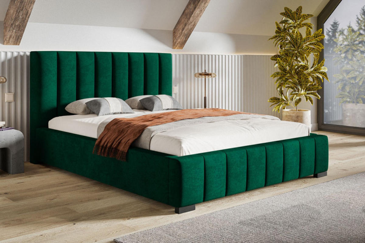 BETT Butelgrün BEN 10 200x200 cm - Schwarz/Grün, Textil (200/200cm) - Sepro Meble