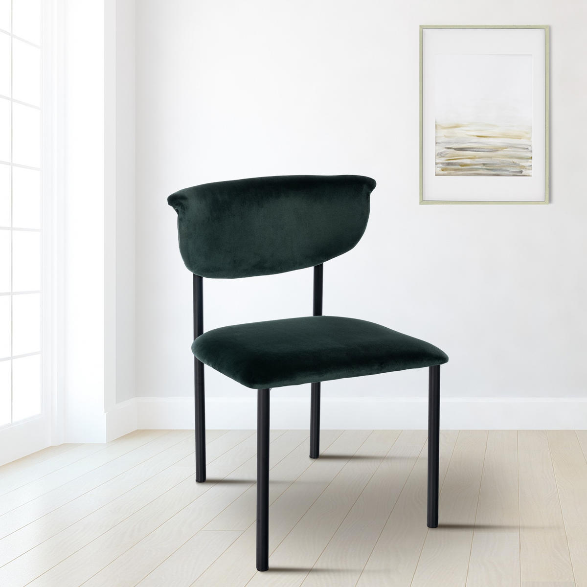 STUHL Samt Dunkelgrün - Dunkelgrün, Textil/Metall (52/78/53cm) - CLP