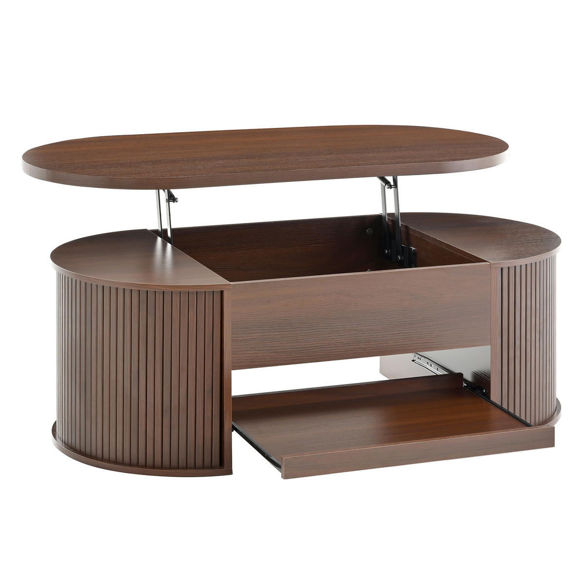 COUCHTISCH 110/55.5/40 cm in Natural Walnut aus MDF mit höhenverstellbarer Tischplatte - Naturfarben, Holzwerkstoff (110/55.5/40cm) - OKMYHOME