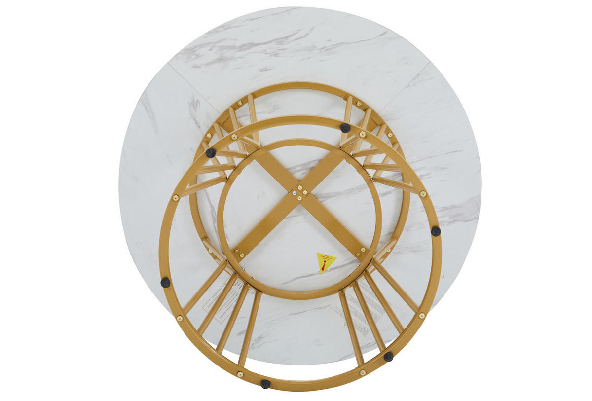 JÍDELNÍ stůl 100/100/75 cm bílý z MDF a kovu s mramorovým dekorem - bílá, kompozitní dřevo (100/100/75cm) - OKWISH