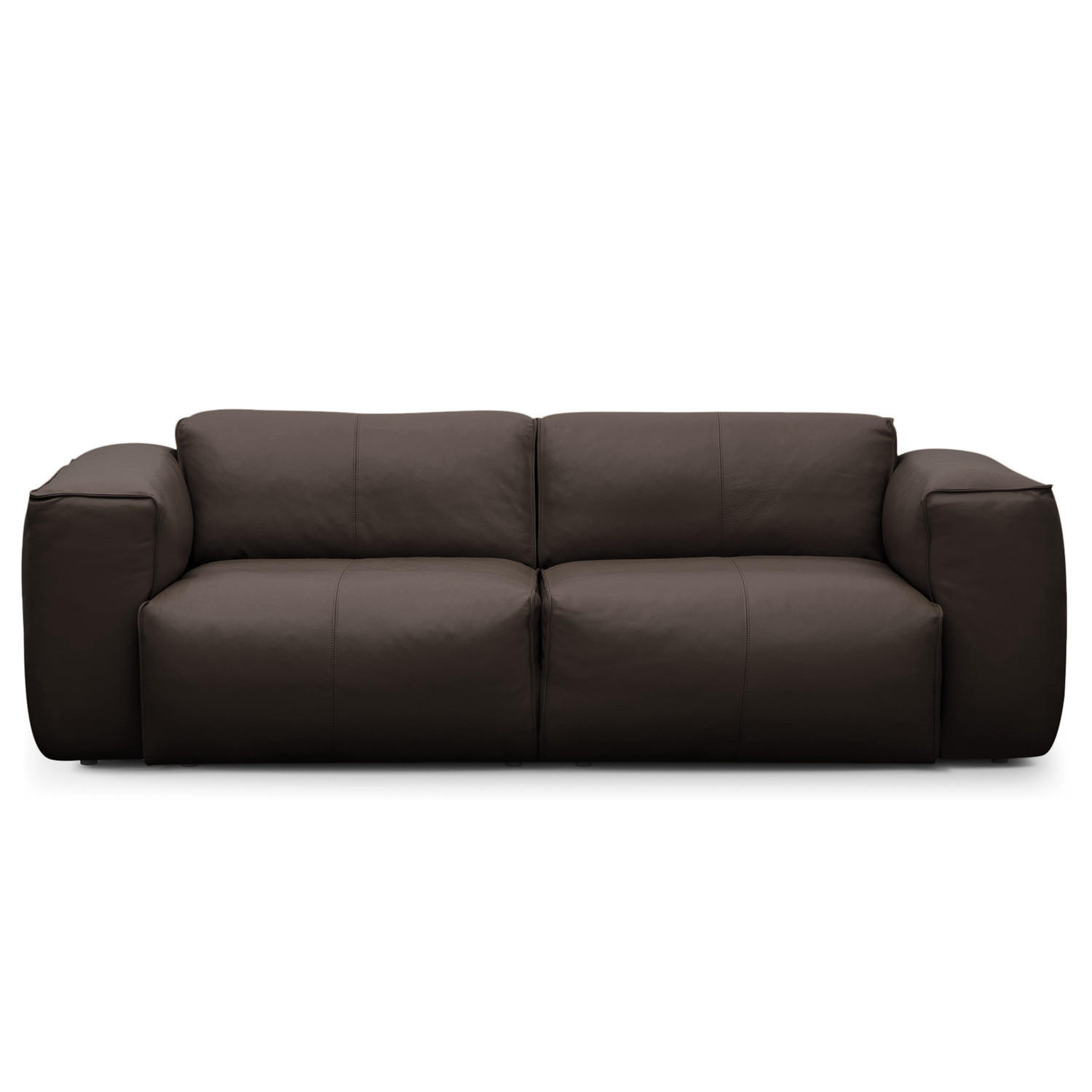 2-SITZER SOFA - Dunkelbraun/Schwarz, Leder (220/71/102cm) - home24