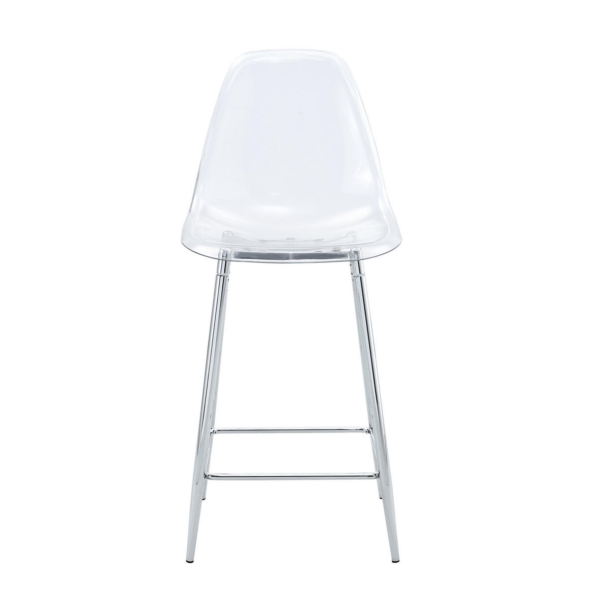 BARHOCKER mit transparenter Sitzschale und Metallgestell, Silberfarben - Silberfarben, Kunststoff (45/102/51cm) - MIVRAY
