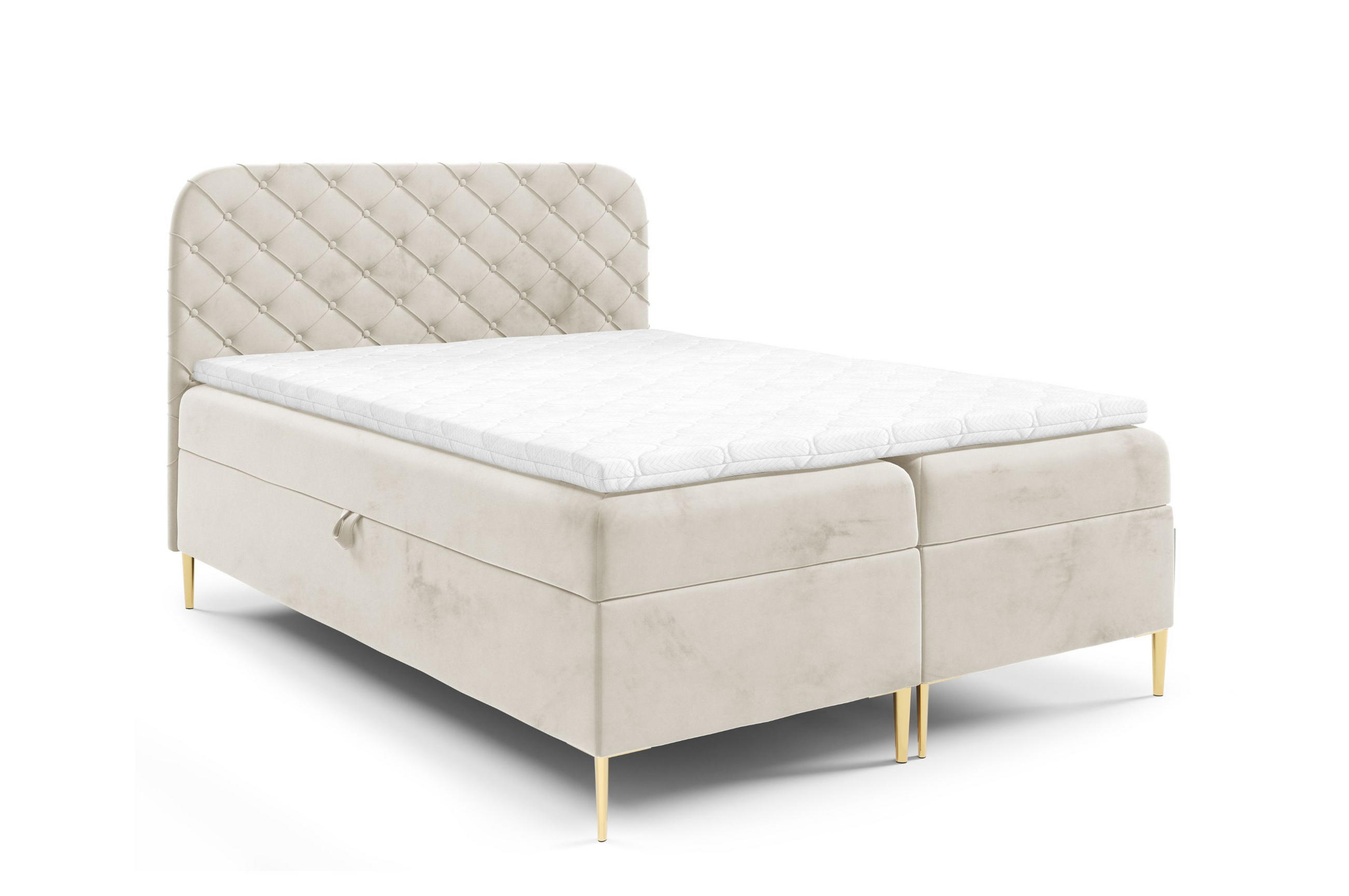 BOXBETT mit zwei Bettkasten 120x200 cm in Creme - Creme, Textil (120/200cm) - Home Collective